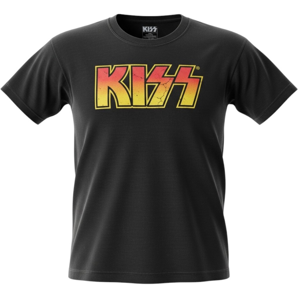 KISS Band Logo Graphic T-Shirt Mens 2XL Black Short Sleeve Cotton Rock Tee